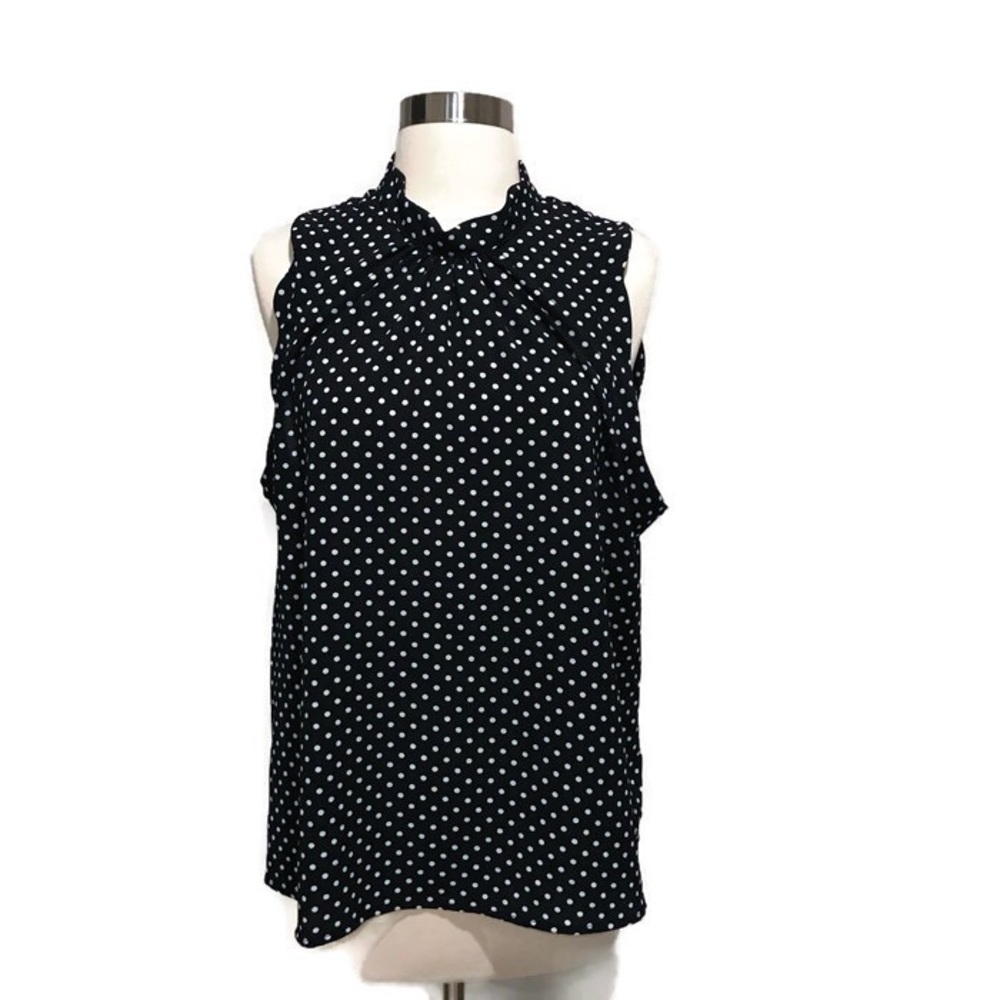 Faith & Joy Polka Dots Sleeveless Top Blue PXL